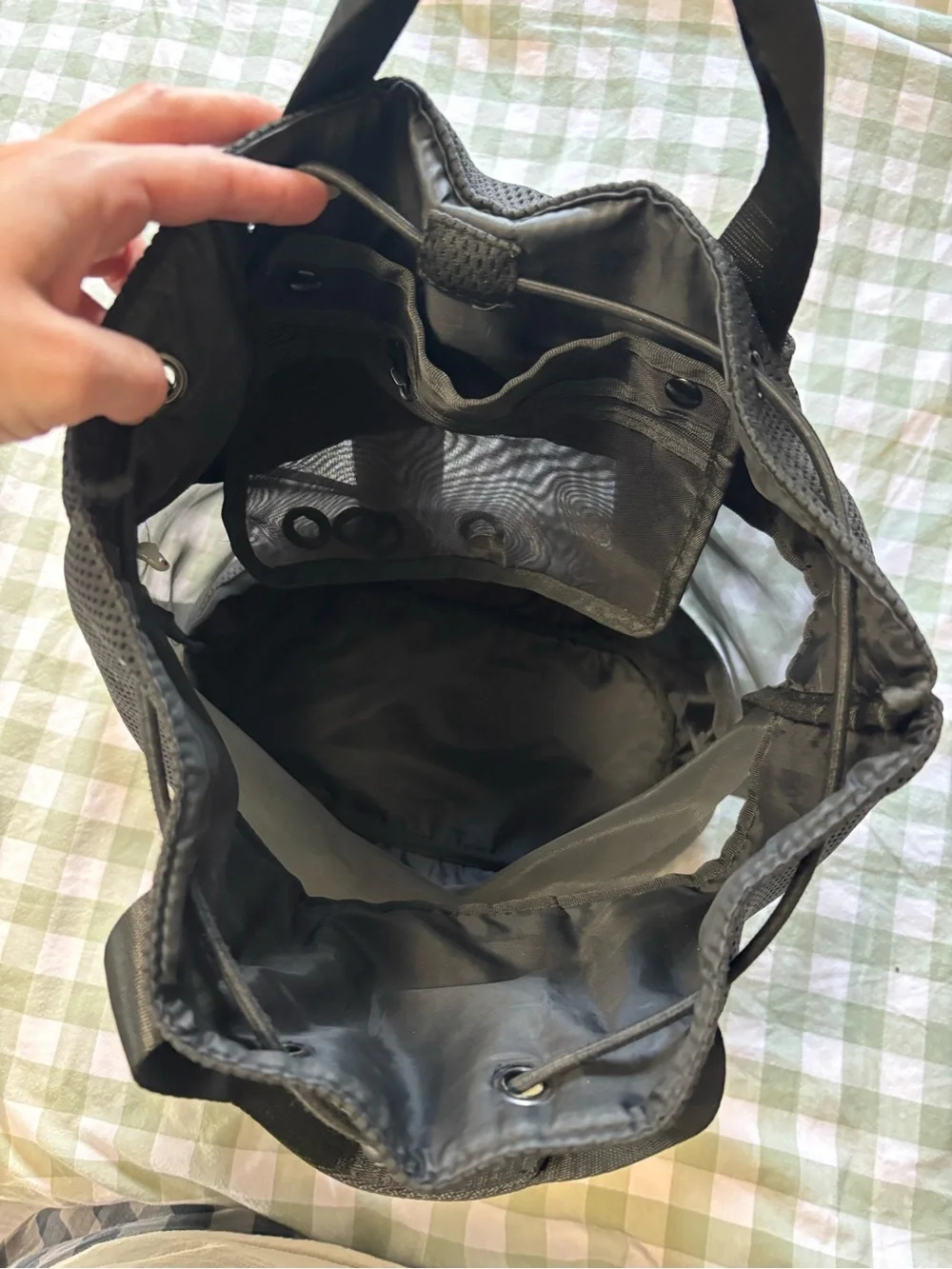 Target Black Mesh Drawstring Tote Bag
